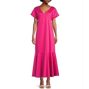 Antonio Melani X Kimberly Whitman | NWT Pink Myrna Vneck Flounce Hem Dress